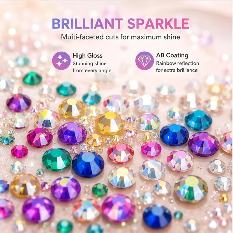 Multicolor Resin Rhinestone Kit for DIY Crafts, Nail Art & Jewelry