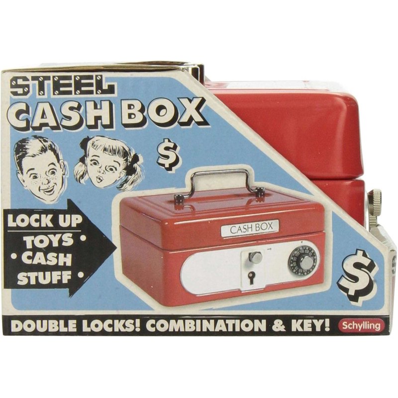 Red Metal Cash Box with Lock & Coin Slot - 6 x 6 x 4 Inches
