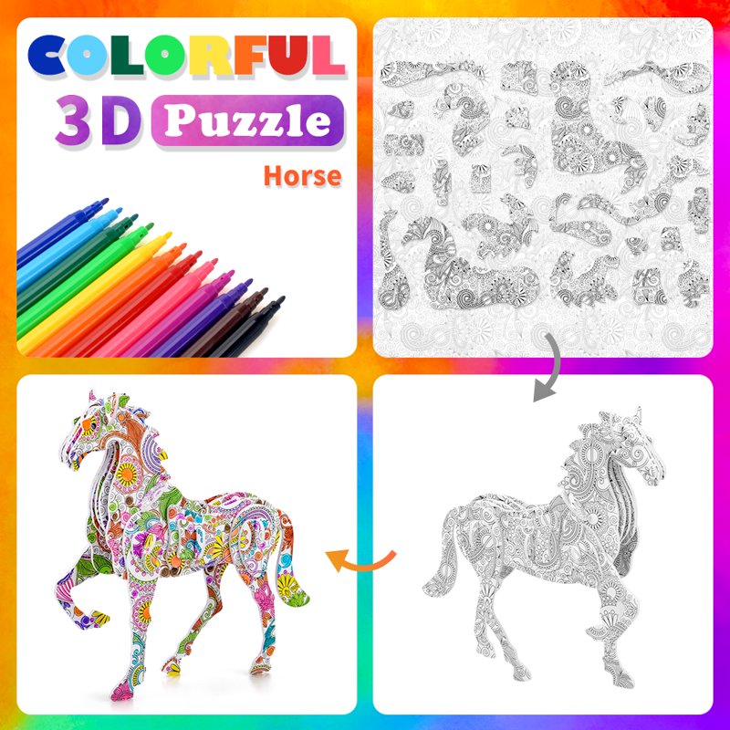 3D Art & Craft Puzzle Kit for Kids Girls Boys - Painting & Coloring Set