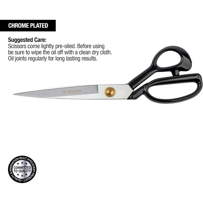 12-Inch Tailor Scissors - Heavy Duty Chrome-Plated Blades & Rubber Handles