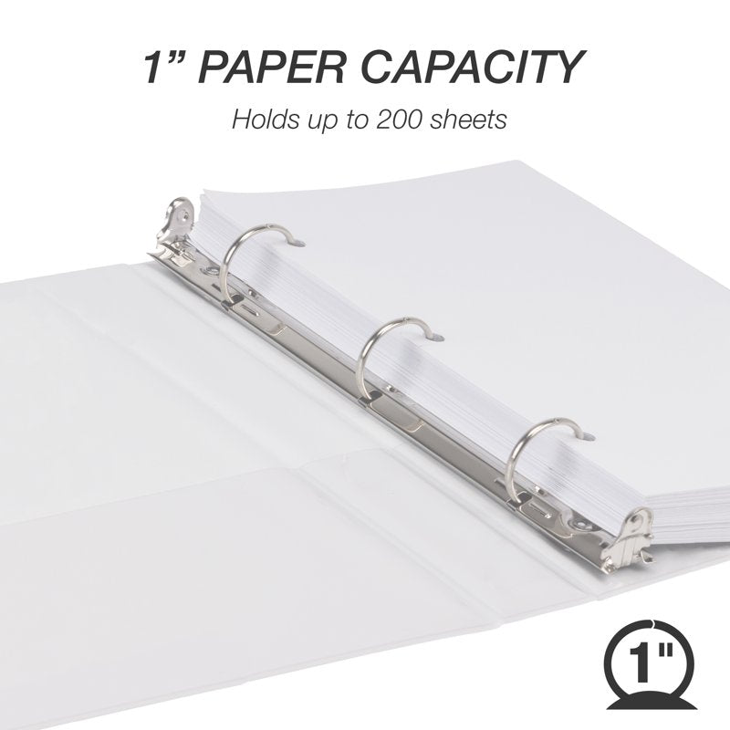 Mini View 3 Ring Binders - White, 6 Pack, Compact & Durable Organization