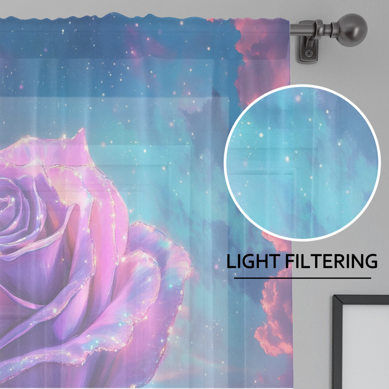 Purple and Sunset Sheer Curtains 84 Inch Long 2 Panels Light Filtering Window Drapes
