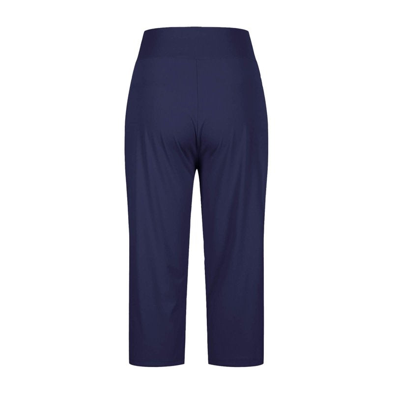 Women's High Waist Capri Pants with Pockets - Casual Summer Stretch Trousers