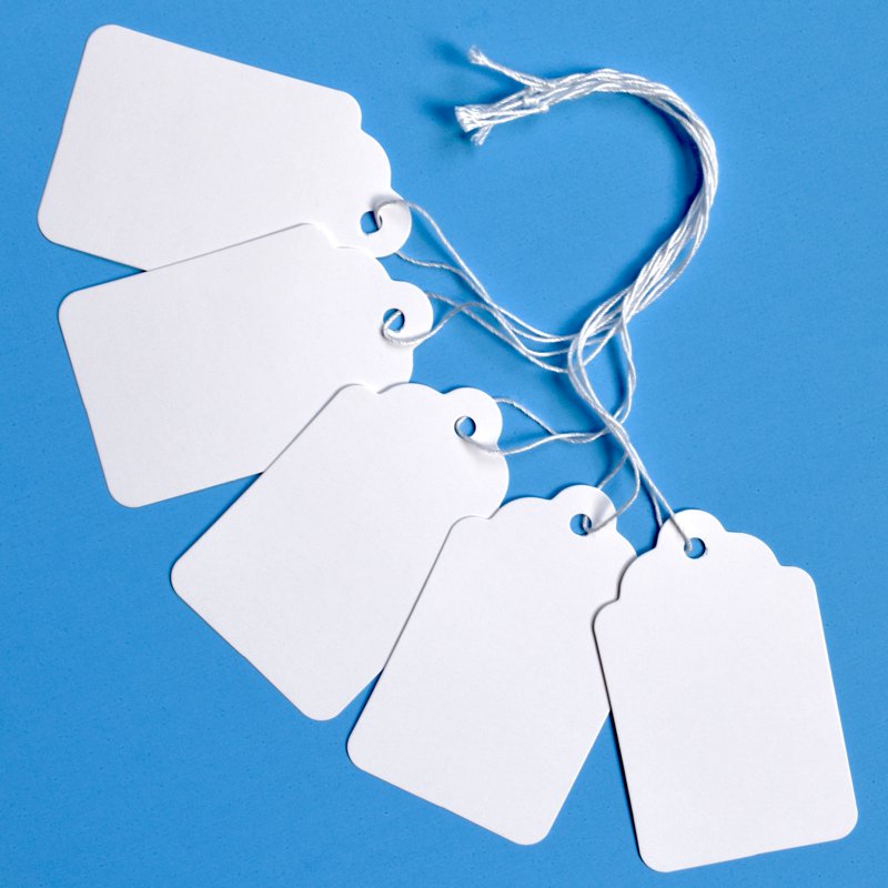 Bulk Pack of 500 White Merchandise Tags with String - 2 3/4 x 1 11/16 Inches