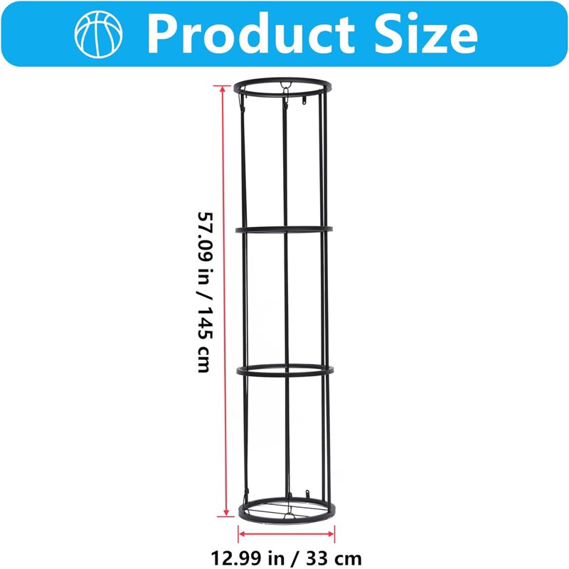 3-Tier Vertical Ball Storage Rack for Garage & Home Organization