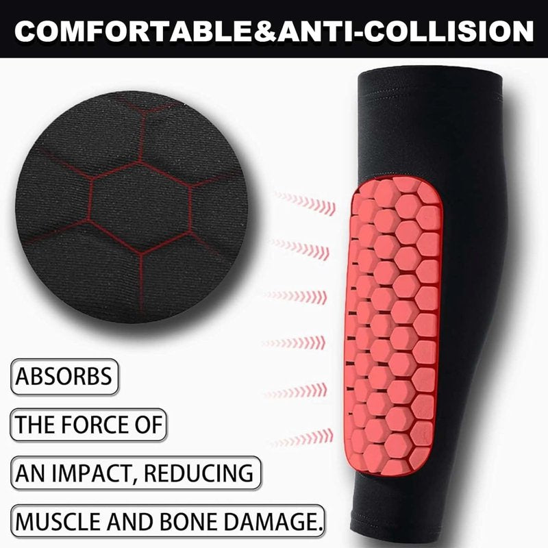 Shin Defender Shin Guards for Kids - 2 Pack with Honeycomb Padding (Green, Age 6-10)