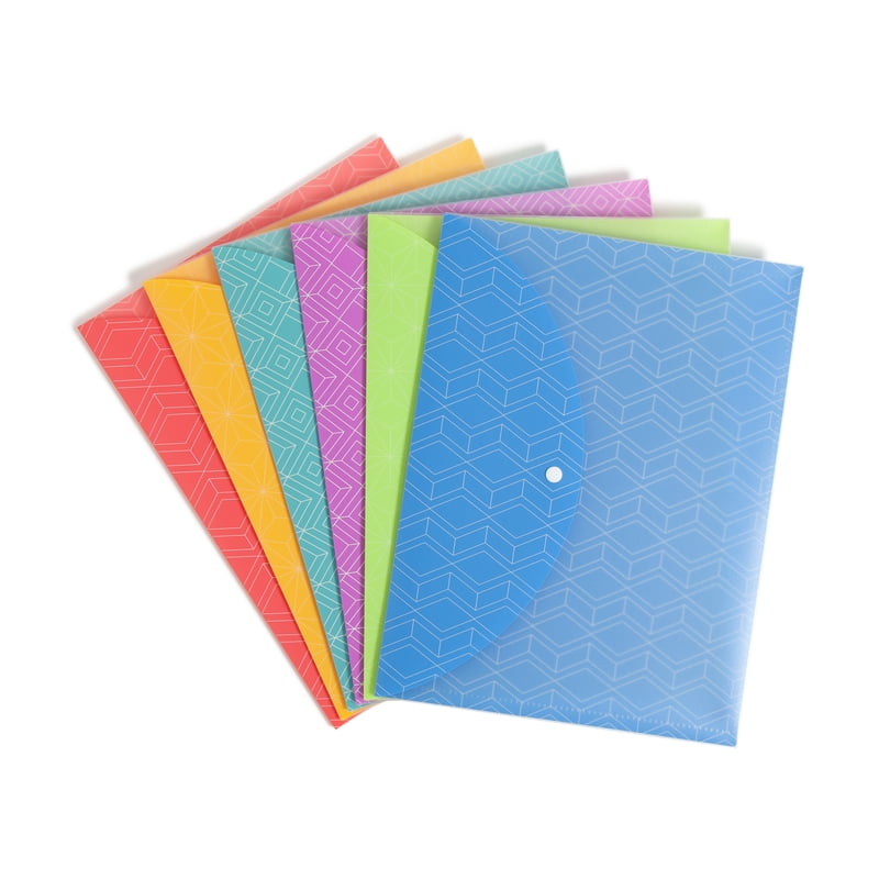 Multi-Color Document Holders Set - 8.5 x 11 inch Poly File Jackets with Snap Closure