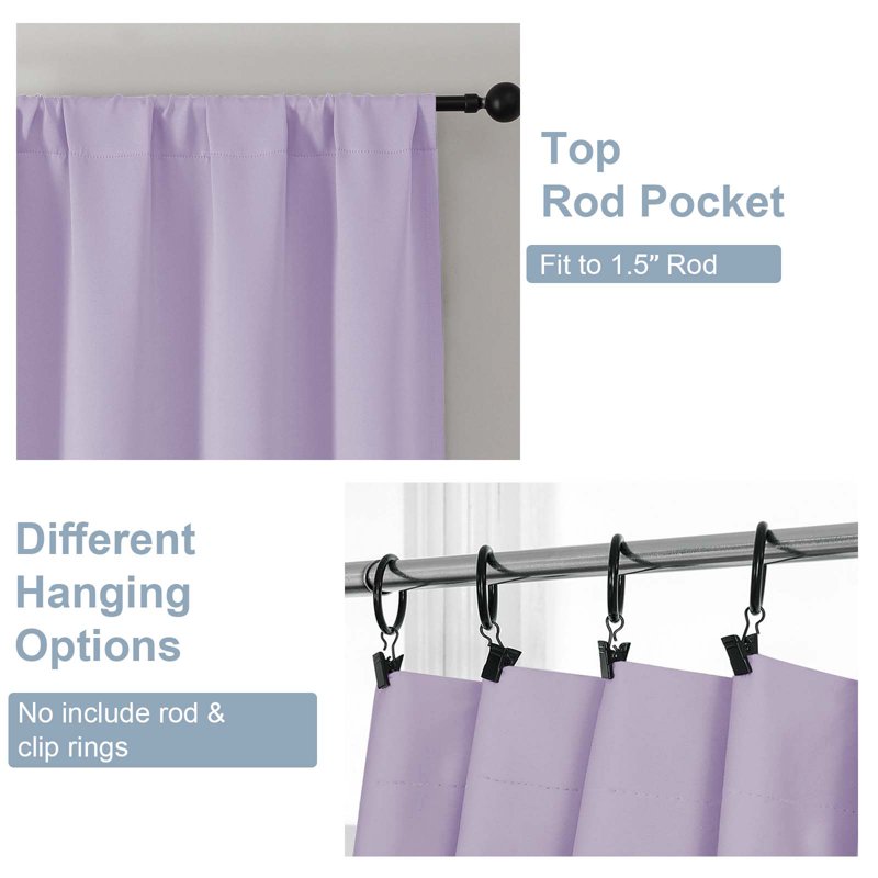 Blackout Curtains for Bedroom - Thermal Insulated Room Darkening Drapes with Rod Pocket, Energy Saving, 2 Panels