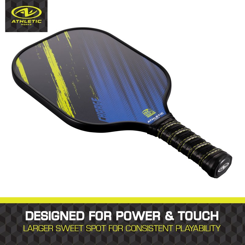 (2 Pack) Athletic Works Charge Fiberglass Pickleball Paddle – Blue, Yellow Variation