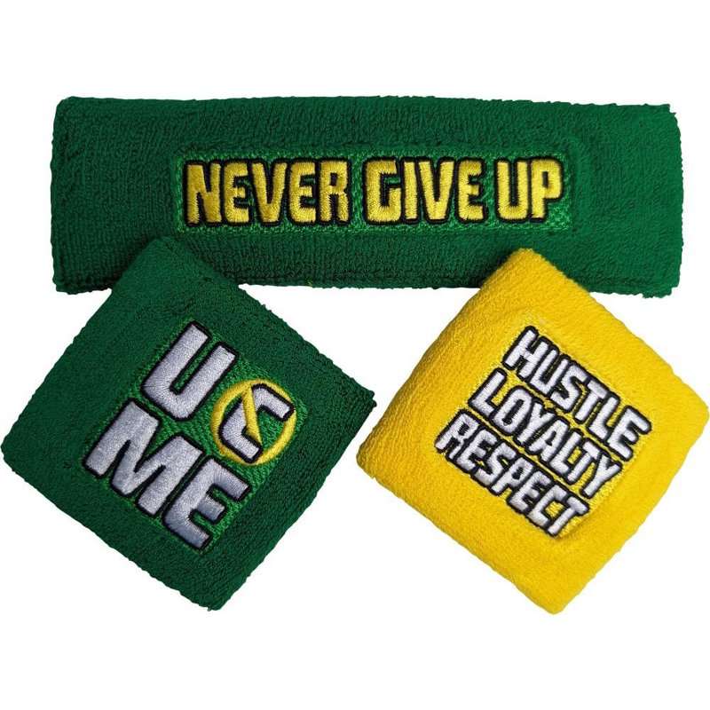 John Cena Green and Yellow Headband & Wristbands Set - WWE Fan Accessories