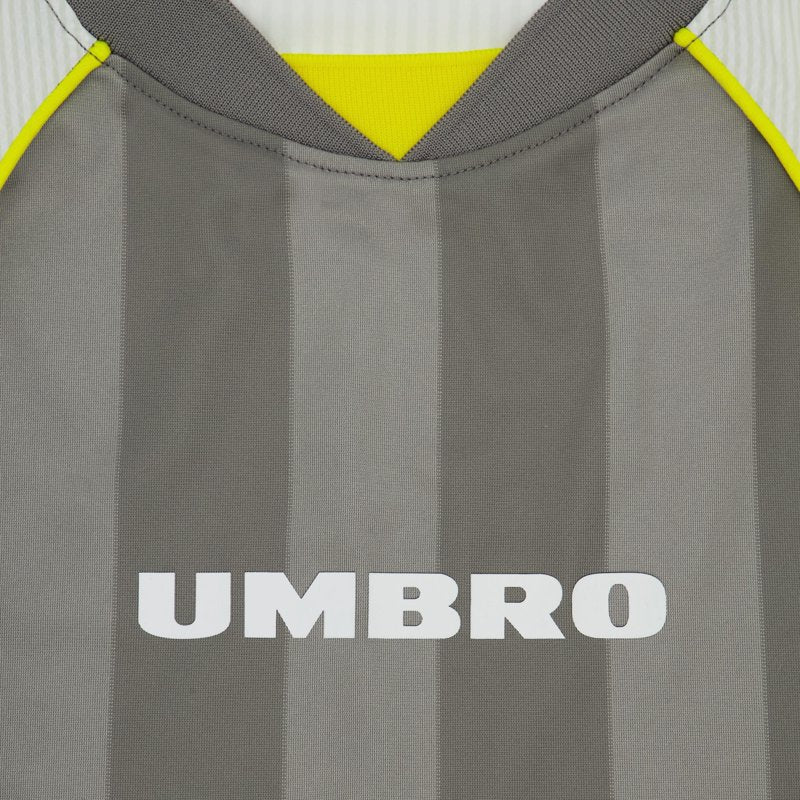 Umbro Men’s Retro Panelled Raglan Shirt - Brushed Nickel / Brilliant White / Blazing Yellow (XL)