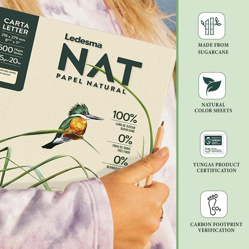 Sustainable Sugarcane Pulp Printer Paper - Letter Size, 5 Reams, 2500 Sheets