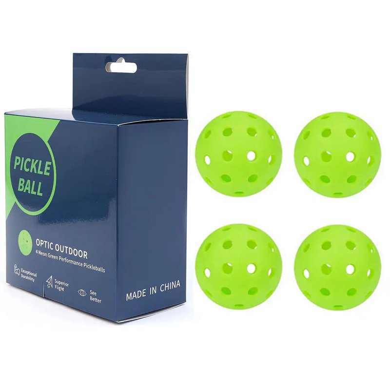 Innotech 4 Pack 40-Hole Pickleball Balls, Green - Official Size, Durable Outdoor Balls