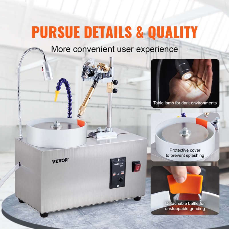 Gem Faceting Machine 180W Rotary Polisher for Jewelry & Rock Crafting