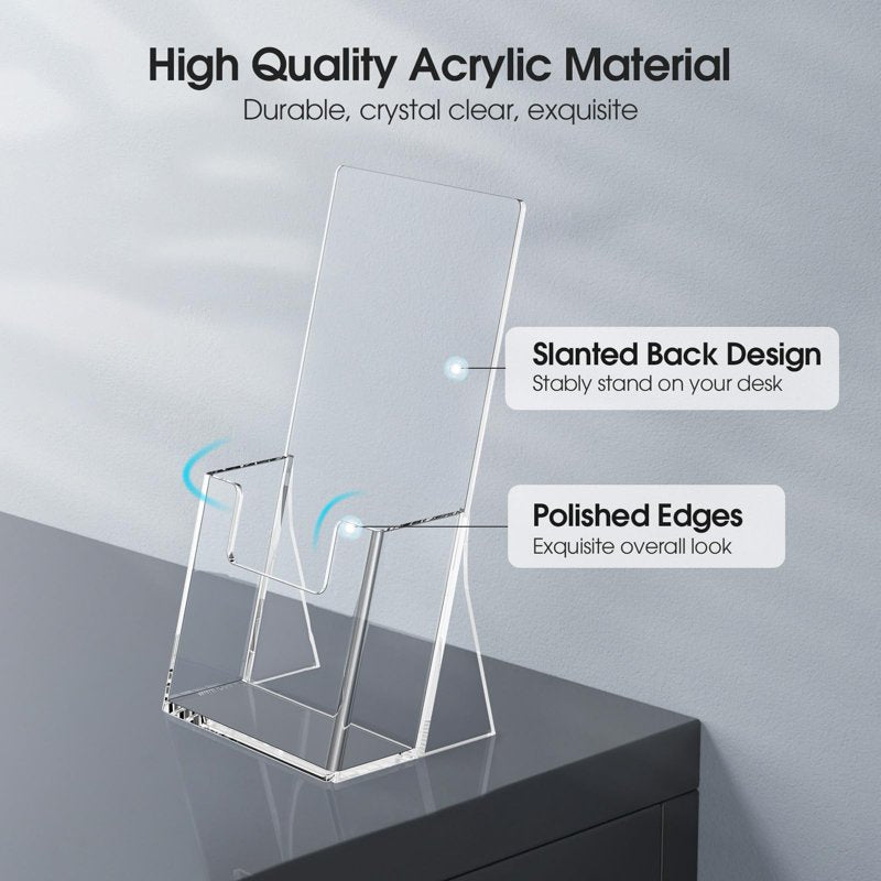 2 Pack Acrylic Brochure Holders 7.8x4.3 Inch Clear Display Stands for Literature