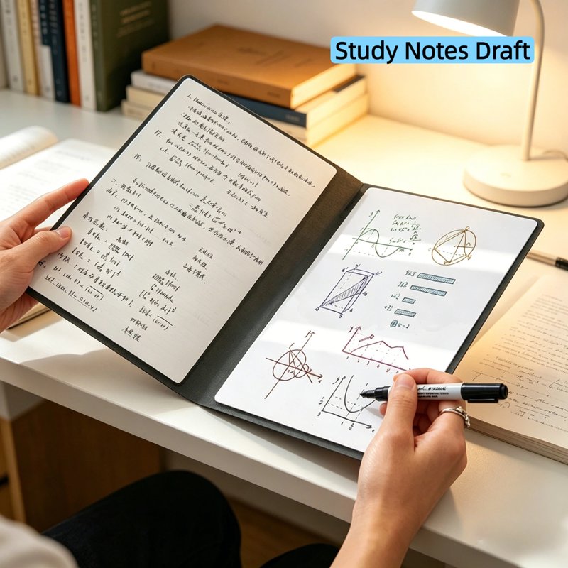 Portable Whiteboard Notebook A5 Double-Sided Dry Erase Board with Markers & Wipe Set