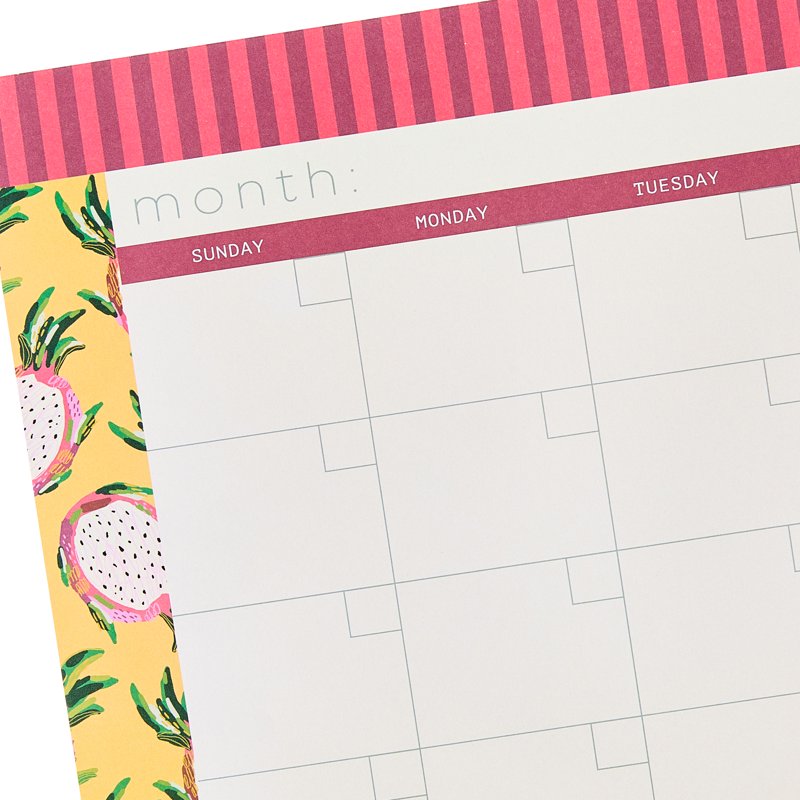 Undated Desk Planner Pad with Colorful Fruit Themes, 17x11 Inches, 30 Sheets