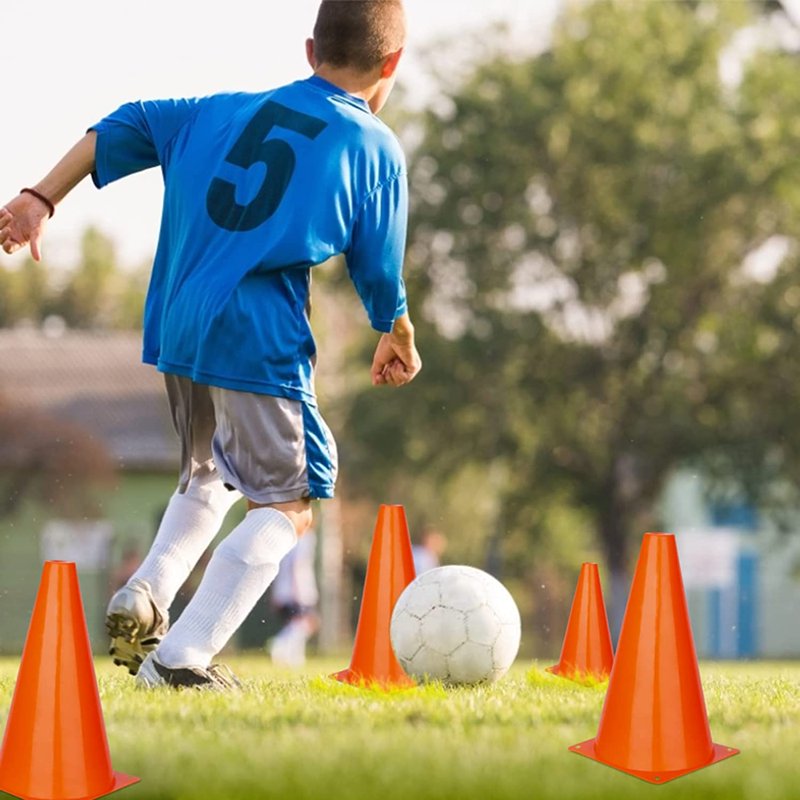 Soccer Training Cones 12-Piece Set 7 Inch Plastic Field Markers for Indoor Outdoor Practice