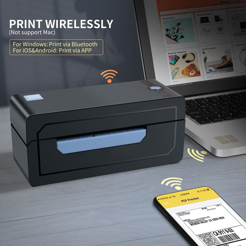 Bluetooth Thermal Label Printer 4x6 for Shipping Packages - JADENS