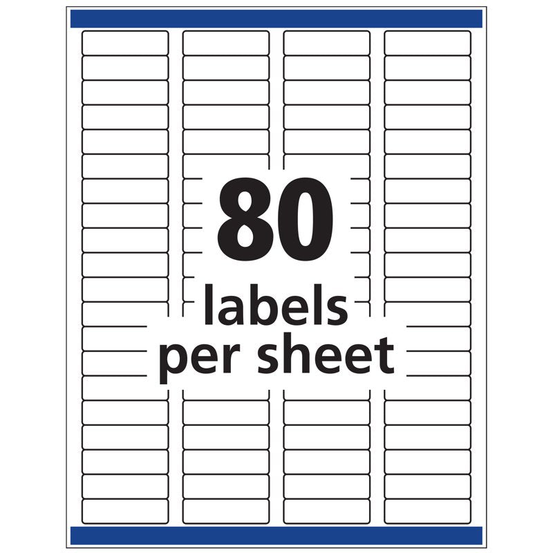Removable Laser and Inkjet ID Labels 1/2 x 1 3/4 inch White Pack of 2000
