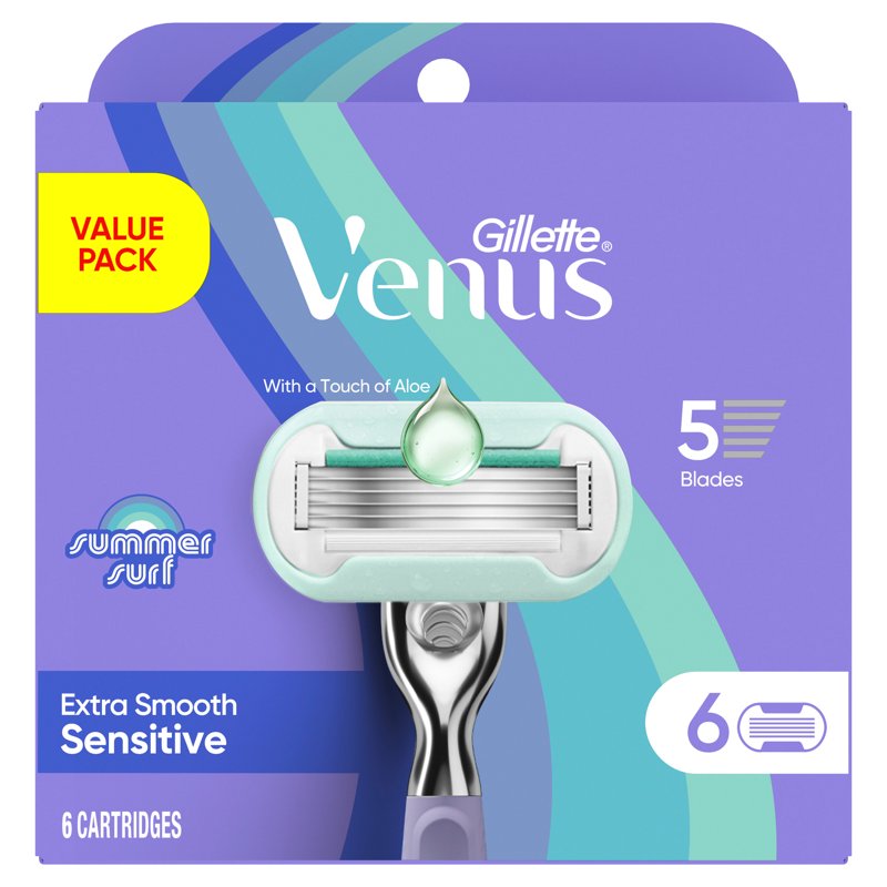 Venus Summer Surf Extra Smooth Sensitive Razor Blade Refills - 6 Count