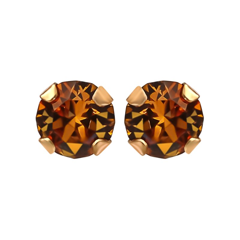 Girls' 14K Yellow Gold Birthstone Stud Earrings with Crystals - November & All Variants