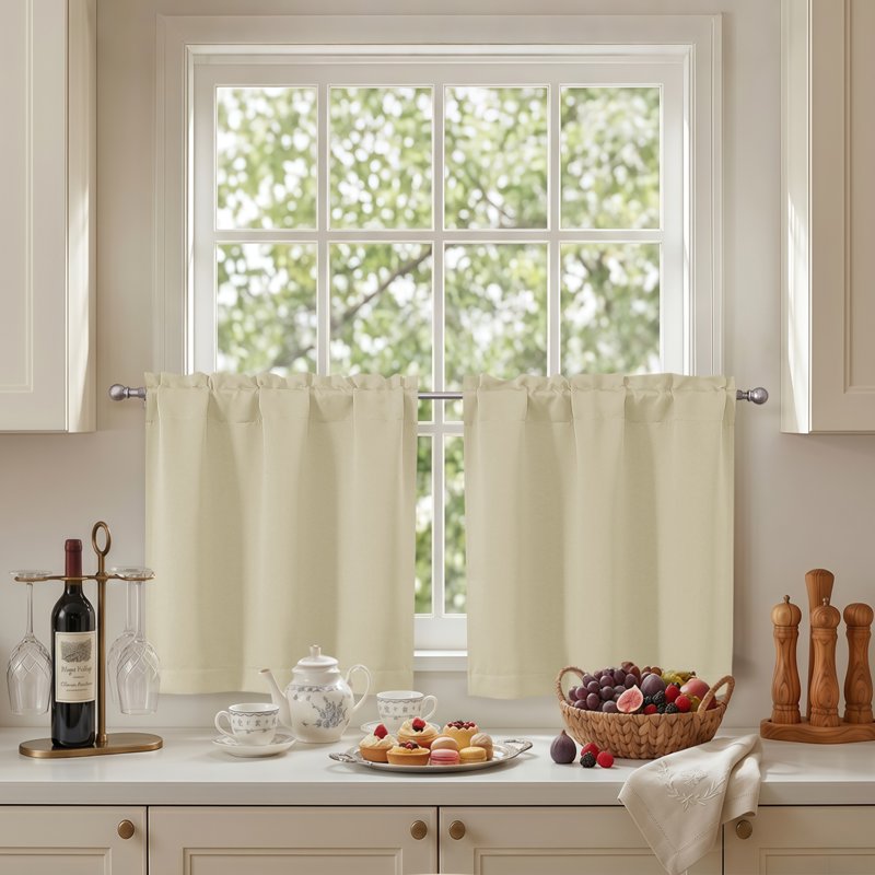 Blackout Curtain Set 30x24 Inches - Rod Pocket Window Coverings for Small Windows & RVs, 2 Pieces