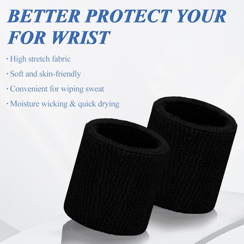 Breathable Tennis Wristbands 6 Pack for Men & Women Sweat-Absorbing Sports Wristbands