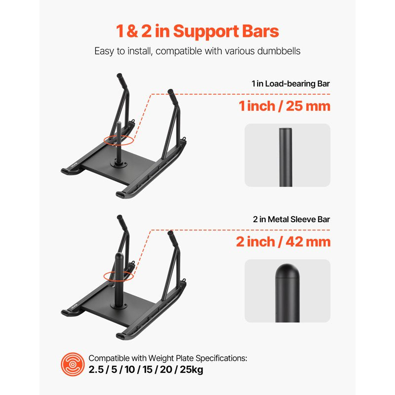 Steel Weight Sled for Fitness & Athletic Training - Compatible with 1/2 in Plates, Black