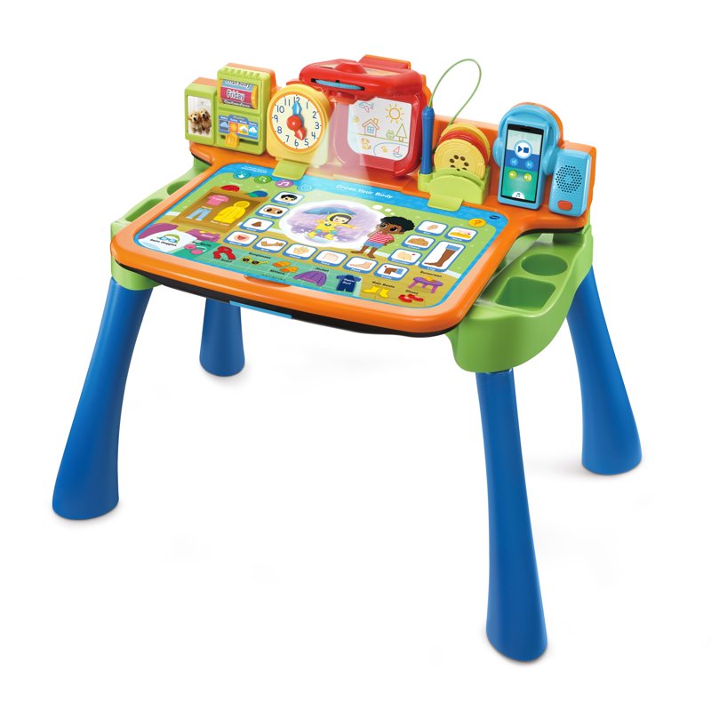 Educational Kids Learning Desk with Interactive Projector & Chalkboard - Toddler Activity Center