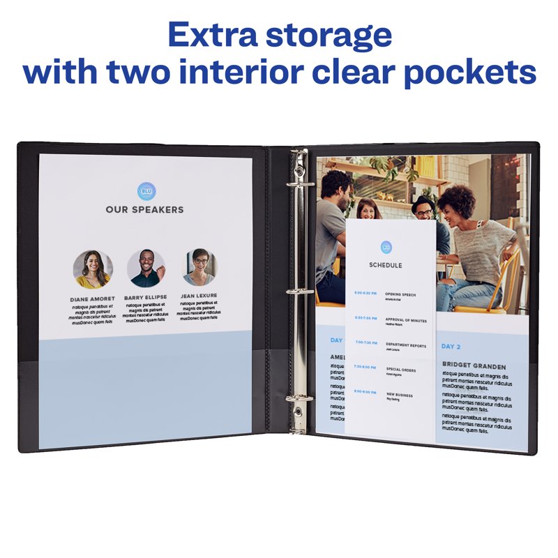 1-Inch Round Ring Binders for Office & School, Light Capacity, Blue