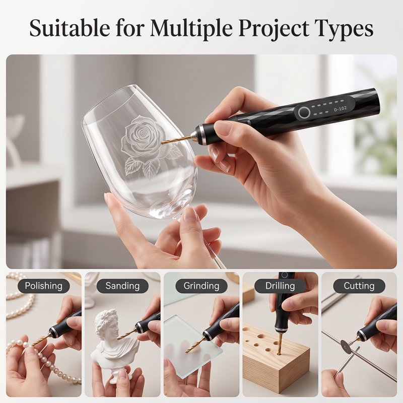 Cordless Engraving Pen Kit with 57 Bits - Rechargeable Rotary Tool for Wood Metal Glass