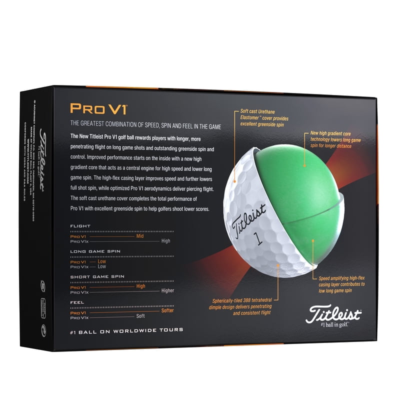 Pro V1 Golf Balls 12 Pack - Premium Distance and Greenside Spin