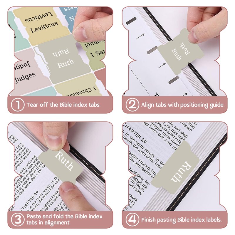 Laminated Bible Tabs for Men & Women - 450 Study Index Labels in Morandi Sunset & Boho Themes