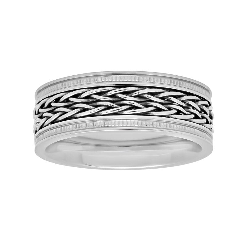 Men's Stainless Steel Braided Wedding Band - Hypoallergenic, Tarnish Resistant