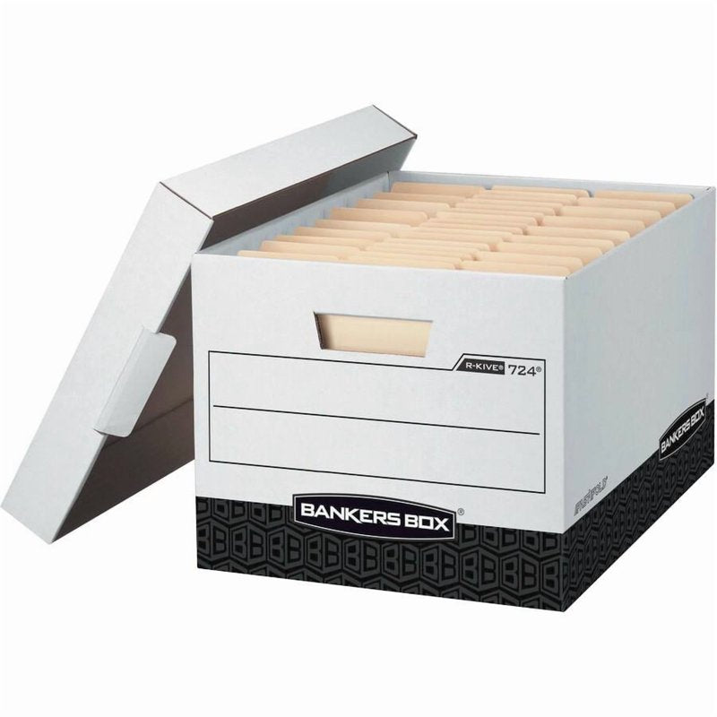 Heavy-Duty File Storage Boxes with Lift-Off Lid - 12 Pack