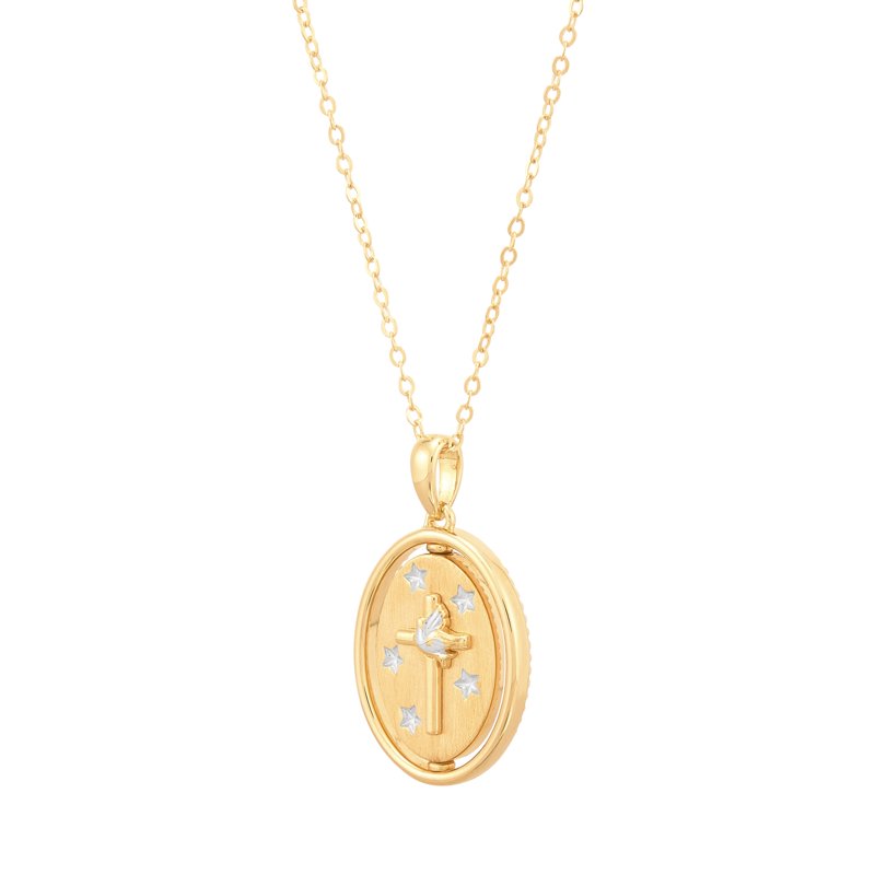 Sterling Silver and 14K Gold Plated Reversible Pendant Necklace, 20"
