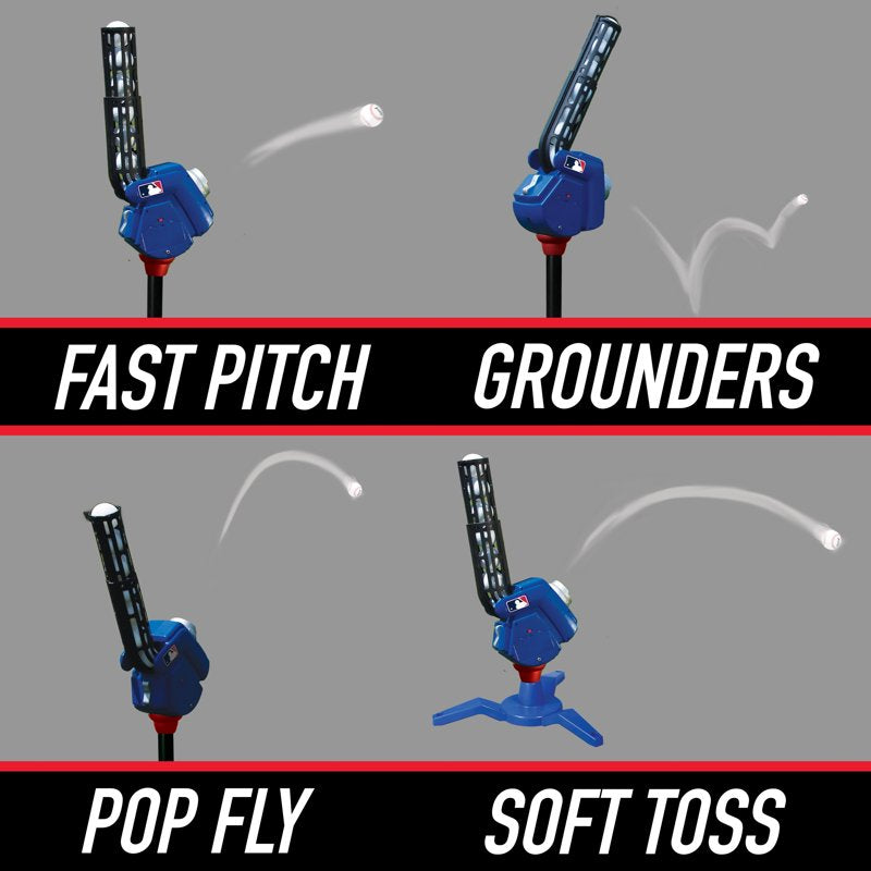 Kids Baseball Pitching Machine 4-in-1 Adjustable Age 5+ Blue/Black/Red