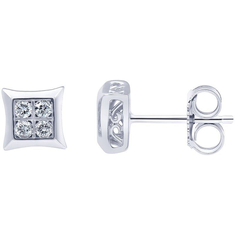 1/4 Carat Lab Grown Diamond Square Women's Stud Earrings in Sterling Silver