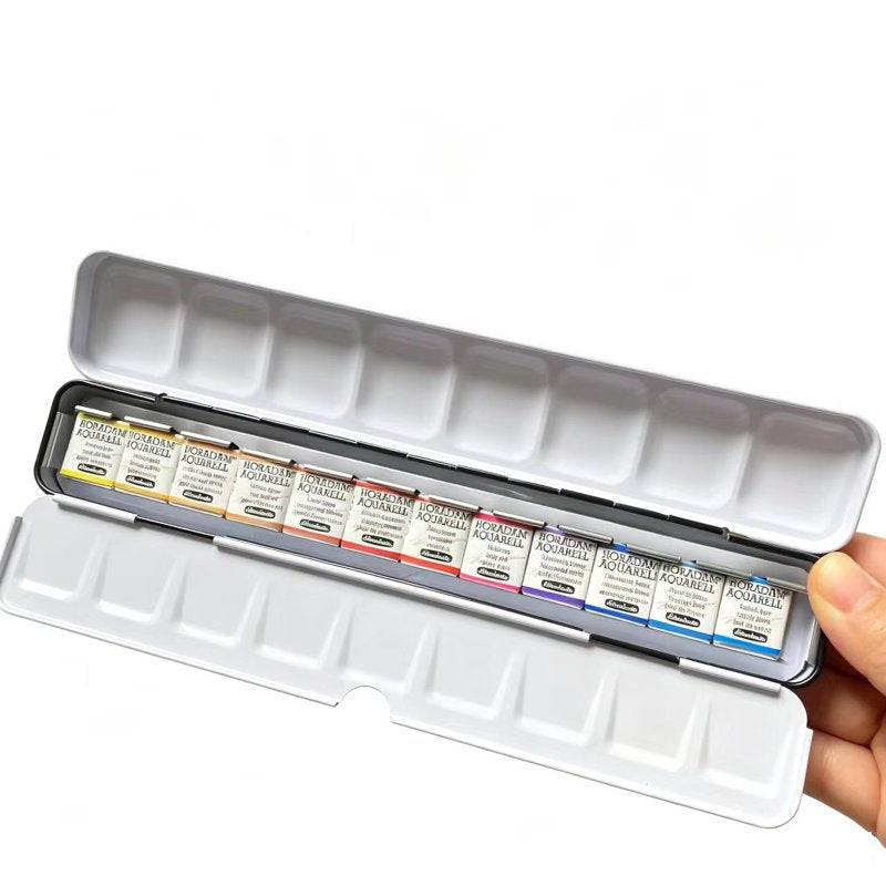 Artist Watercolor Paint Set - 12 Half Pans in Metal Box, Fine Quality