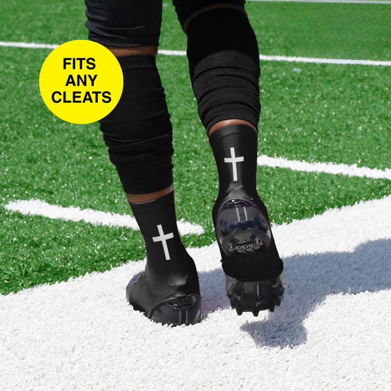 Football Spats with Ankle Support and Turf Prevention - Black & White