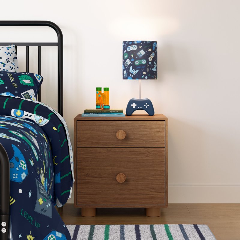 Kids Gamer Table Lamp with Glow-in-the-Dark Shade - 16.5 in Dark Blue