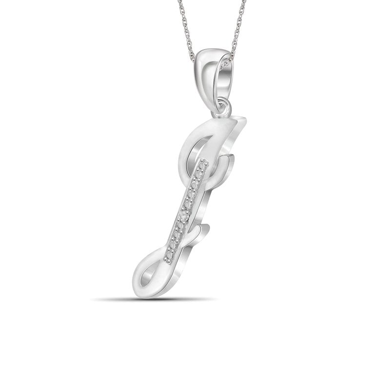 White Diamond Initial Pendant Necklace - Sterling Silver Custom Monogram Jewelry for Women