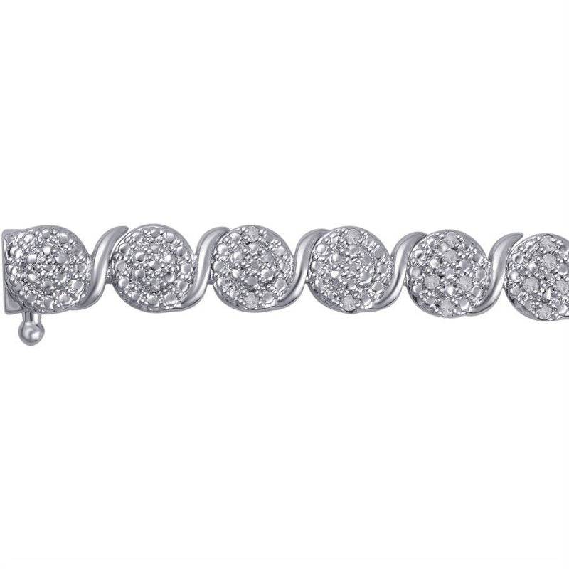 1 Carat Total Weight Silver Tone Diamond Cluster Bracelet - 7.5 Inch