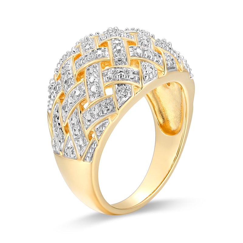 Forever Facets Diamond Accent Bombe Crosshatch Ring - Two-Tone Gold & Bronze, Size 6