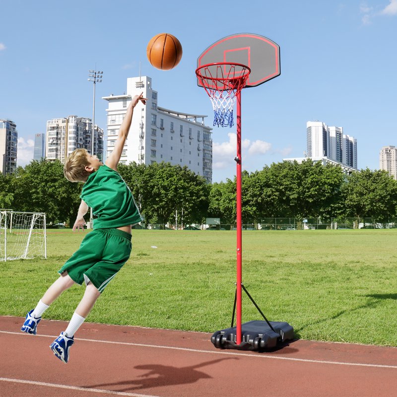 Adjustable Portable Basketball Hoop System with Wheels for Indoor Outdoor Kids & Teens