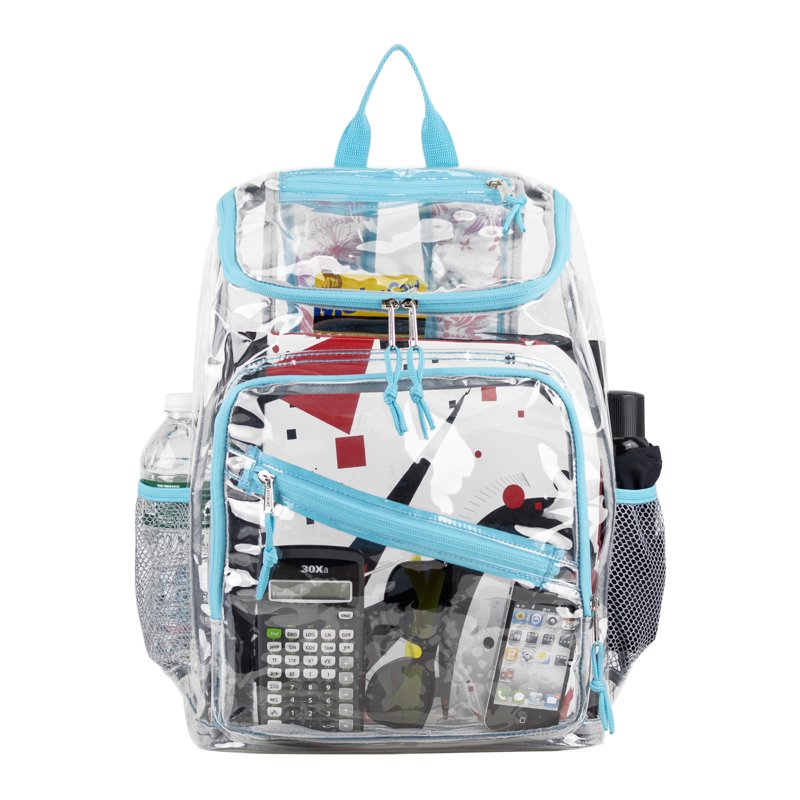 Clear PVC Top Loader Backpack with Floral Print - Unisex School & Travel Bag