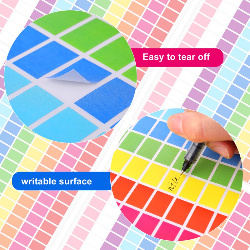 Rainbow Coloured Stickers Labels Set - 3000 Self-Adhesive Rectangular Labels for Organizing & Labeling