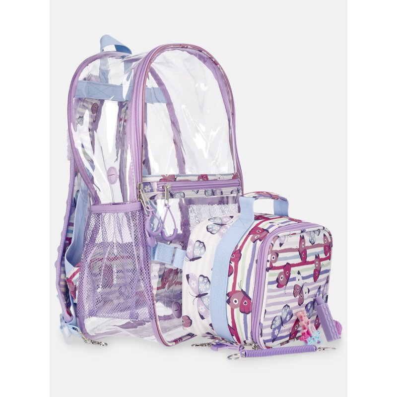 Kids Sensory Backpack and Lunch Tote Set with Fidget Toys, Purple