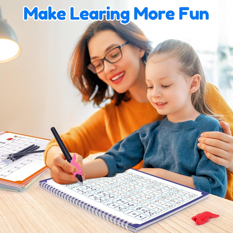 Large Reusable Handwriting Practice Books for Kids Age 3-8 with Magic Ink Set
